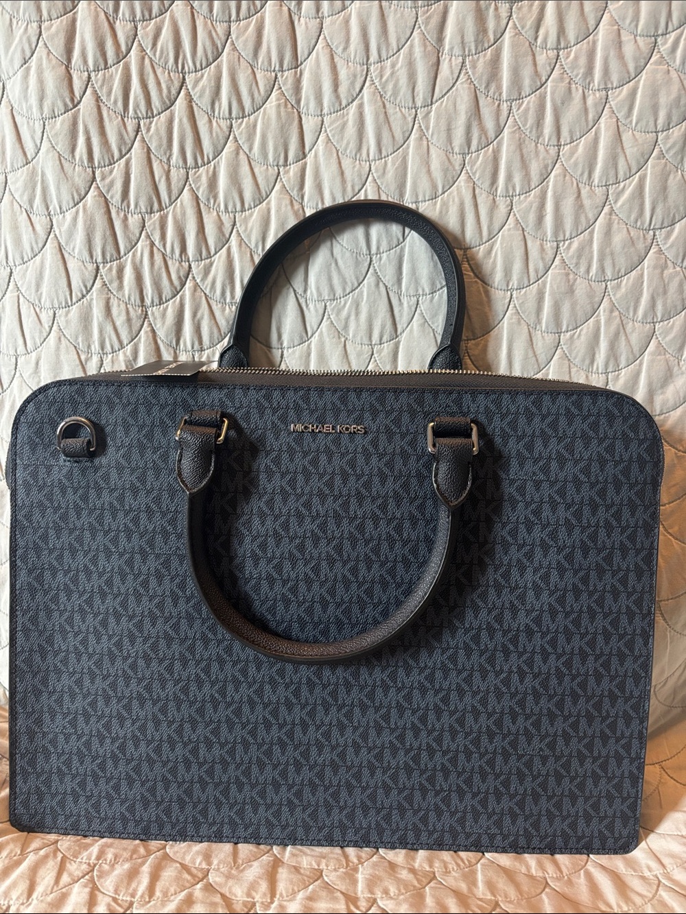 Michael Kors Blue MK Logo Laptop Briefcase